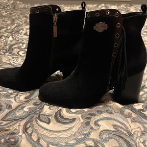 Harley Davidson suede fringe booties